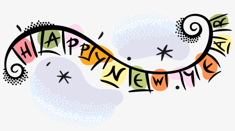 Vector Illustration Of New Year's Celebration Banner - Happy New Year 2019 Art, transparent png