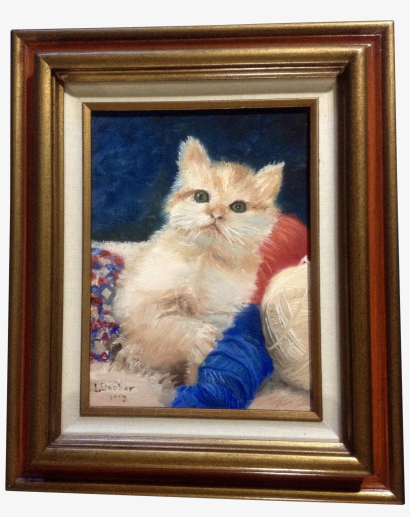 L Dooher, Kitty Cat Playing With A Ball Of Yarn Oil - Oil Painting Ragdoll, transparent png