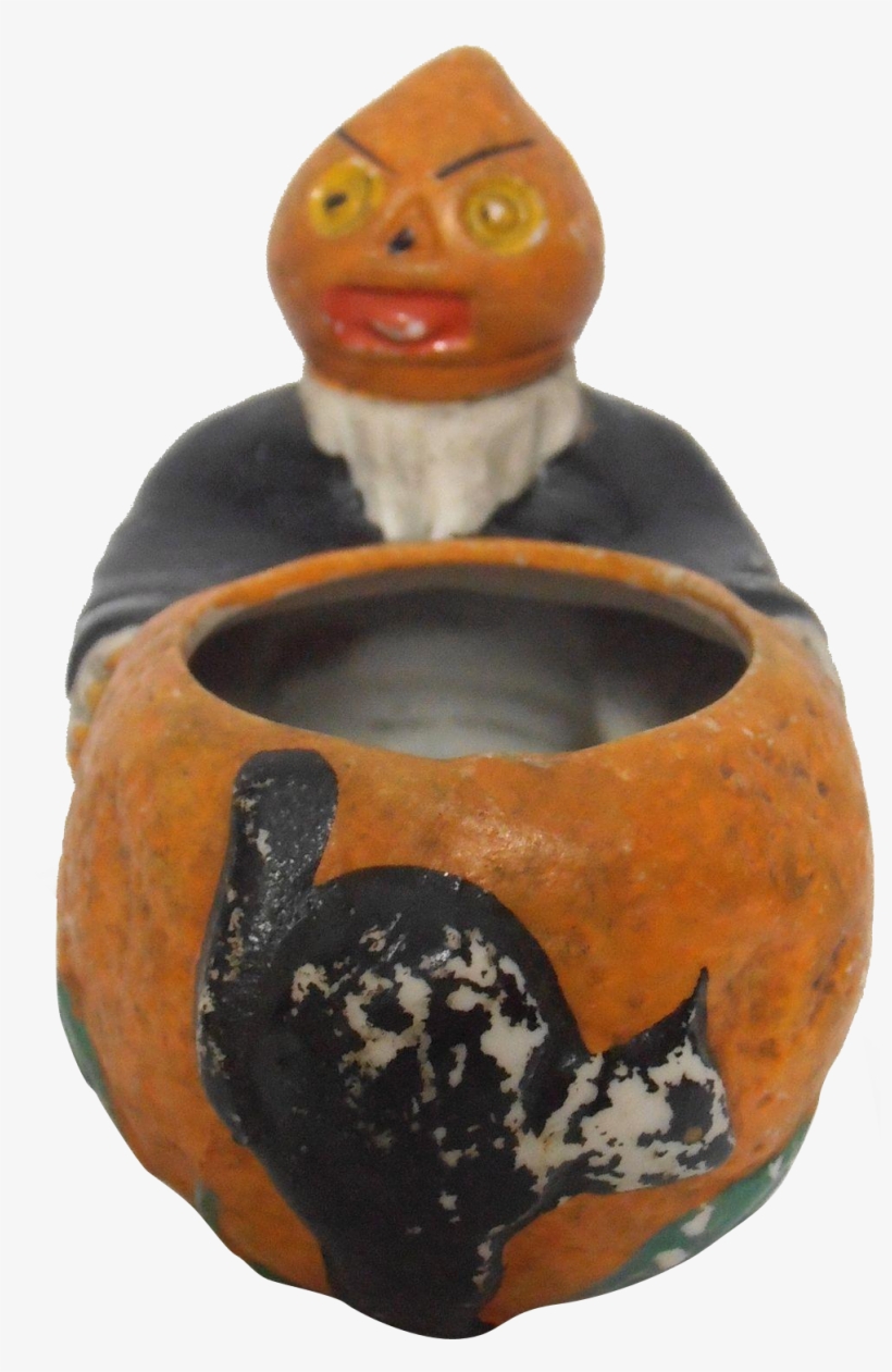 Halloween Candy Container Jack O Lantern Black Cat - Earthenware, transparent png