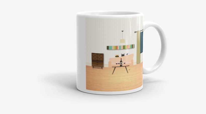 Cool Cats In A Mid Mod Living Room Mug - Coffee Cup, transparent png