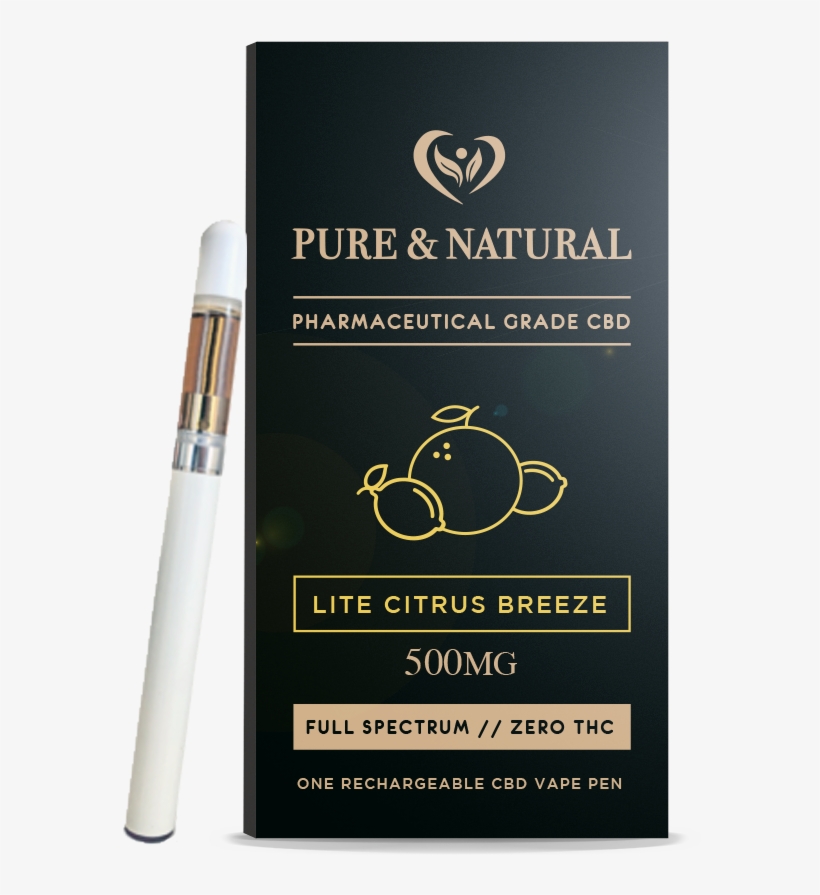 Pure And Natural Cbd Vape Pen Box Front Visualisation2 - Novel, transparent png