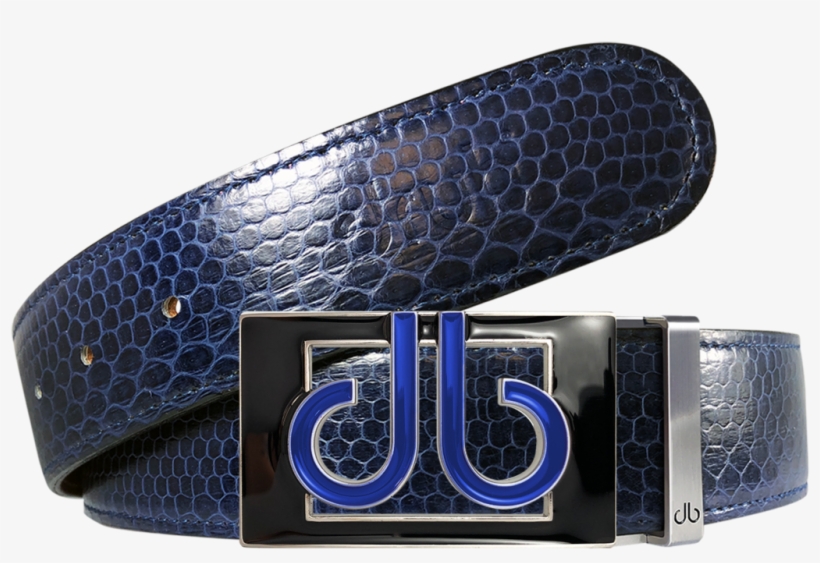 Blue Snakeskin Leather Belt With Buckle - Belt, transparent png