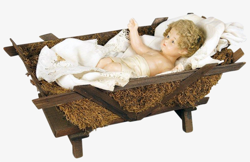 Large Antique French Convent Wax Baby Jesus Christ - Cradle, transparent png