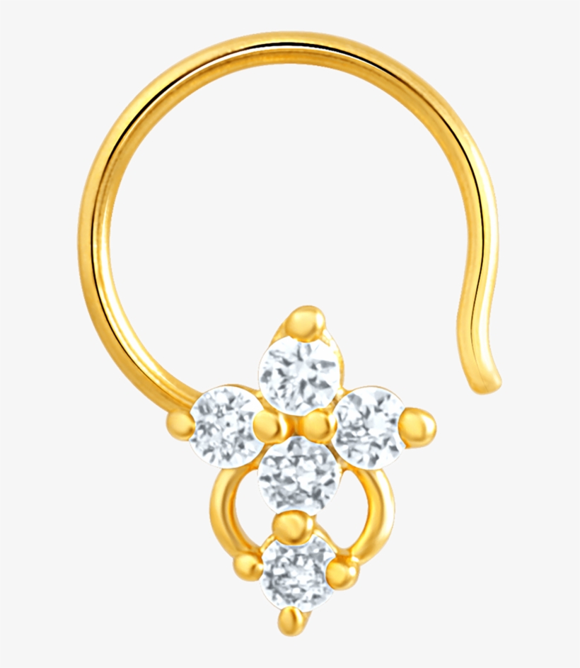 Mahi Gold Plated Symbolic Shine Nose Pin With Cz Stones - Body Jewelry, transparent png