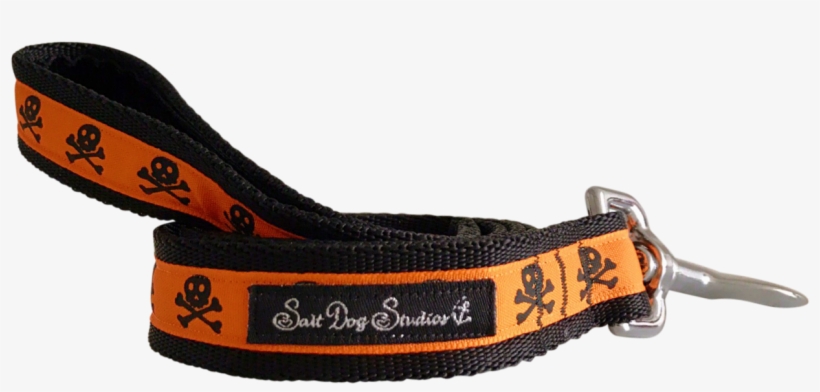 Orange On Black Skulls Ribbon Dog Lead - Belt, transparent png