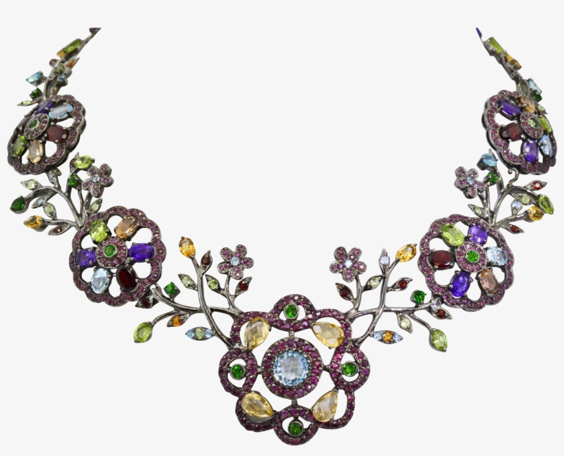 Sterling Silver, Ruby, Garnet, Amethyst, Topaz, Peridot, - Necklace, transparent png