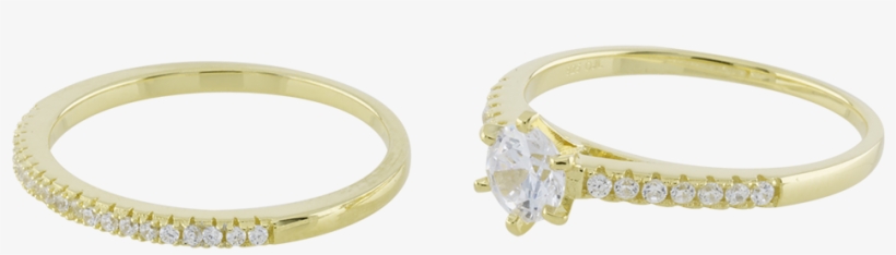 18k Yellow Gold Plated Solitaire Ring With Band In - Bangle, transparent png