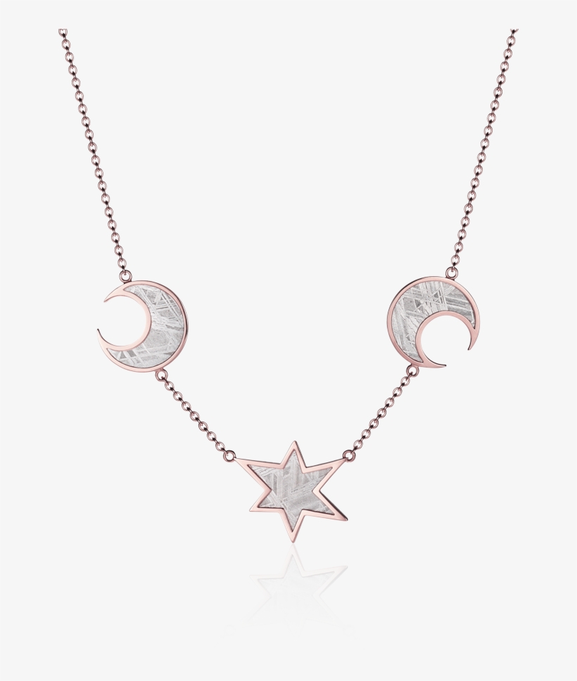 Meteorite Moons And Star Necklace In Red Gold - Necklace, transparent png