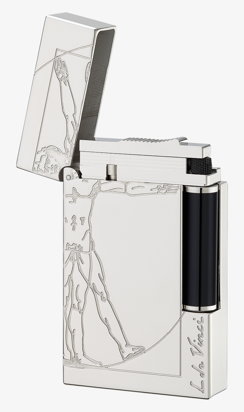 St Dupont Ligne 2 Vitruvian Man Access Lighter Opened, transparent png