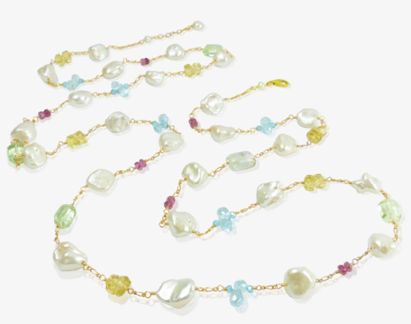 Pearl And Gems Necklace - Necklace, transparent png