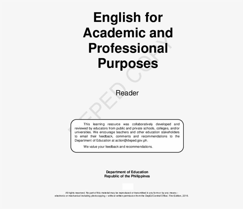 English For Academic And Professional Purposes Reader - Printing, transparent png