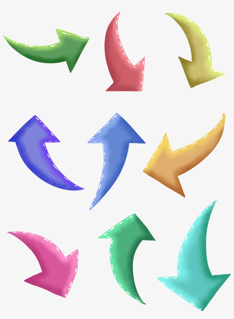 Mão Desenhadas Flechas Elementos De Seta Setas Coloridas - Crescent, transparent png