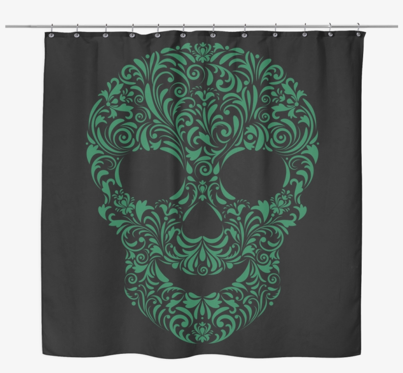 Green With Envy Sugar Skull Shower Curtain - Floral Design, transparent png