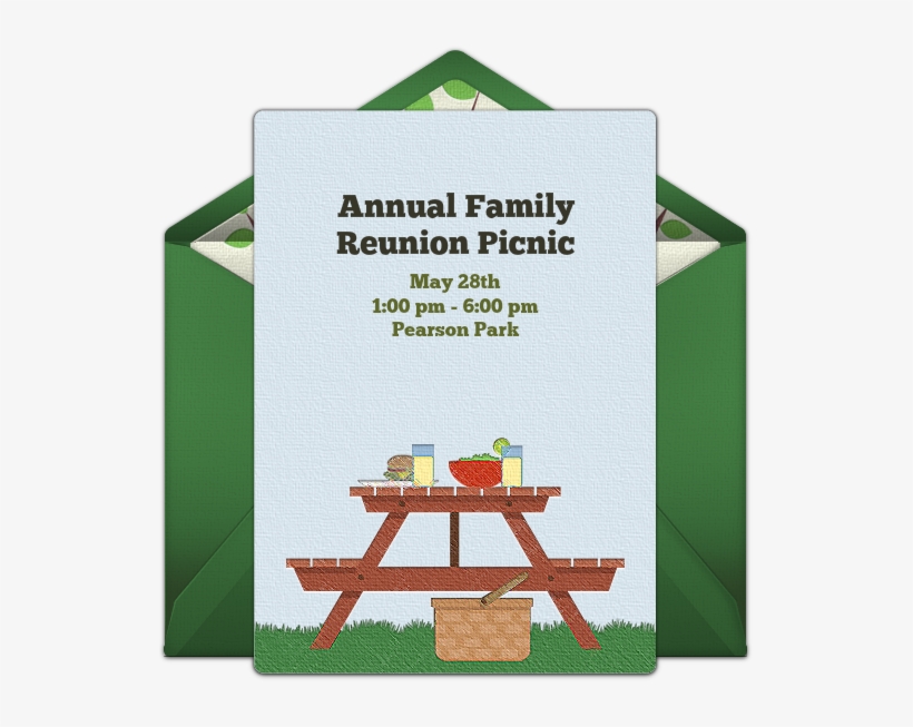 Picnic Table Online Invitation - Summer Picnic Invitation, transparent png
