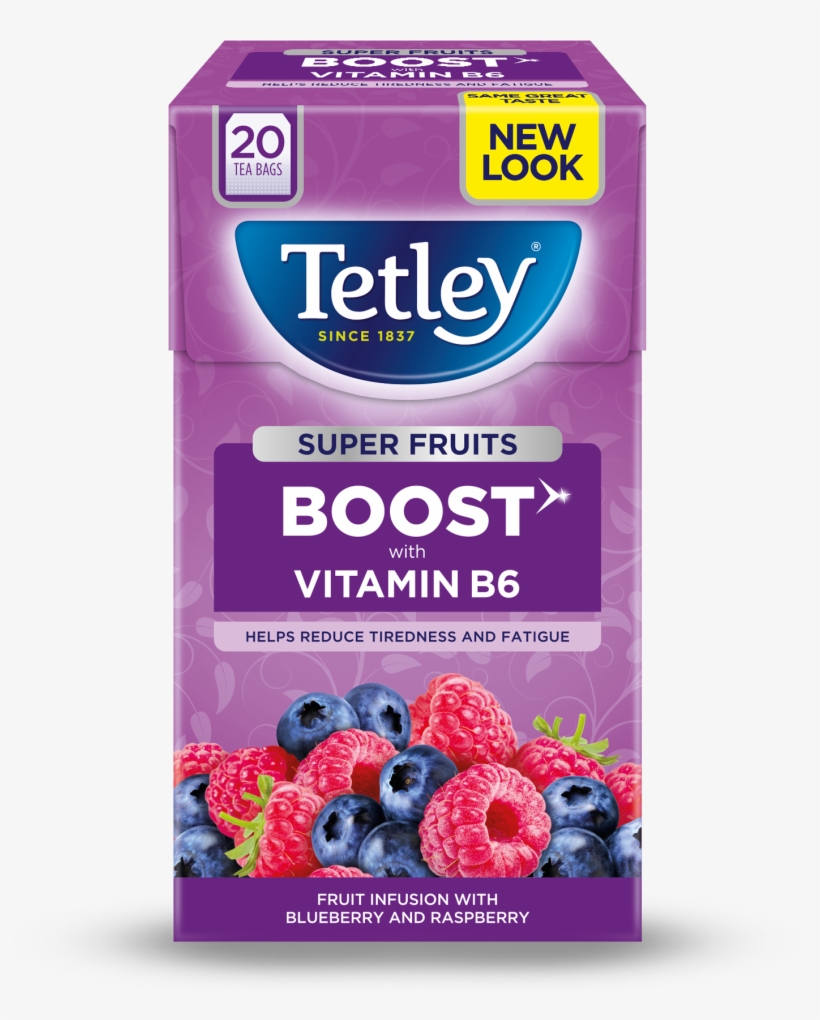 Super Fruits Blueberry & Raspberry - Tetley Super Green Tea, transparent png