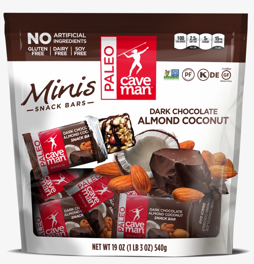 Dark Chocolate Almond Coconut Minis - Caveman Foods, transparent png