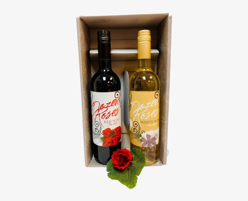 Red & Yellow Roses Wine Gift Basket, Dozen Roses Wine, - Garden Roses, transparent png