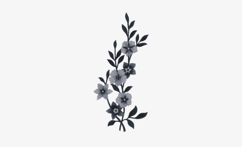 Black Large Flower - Flower Embroidery Black And White, transparent png