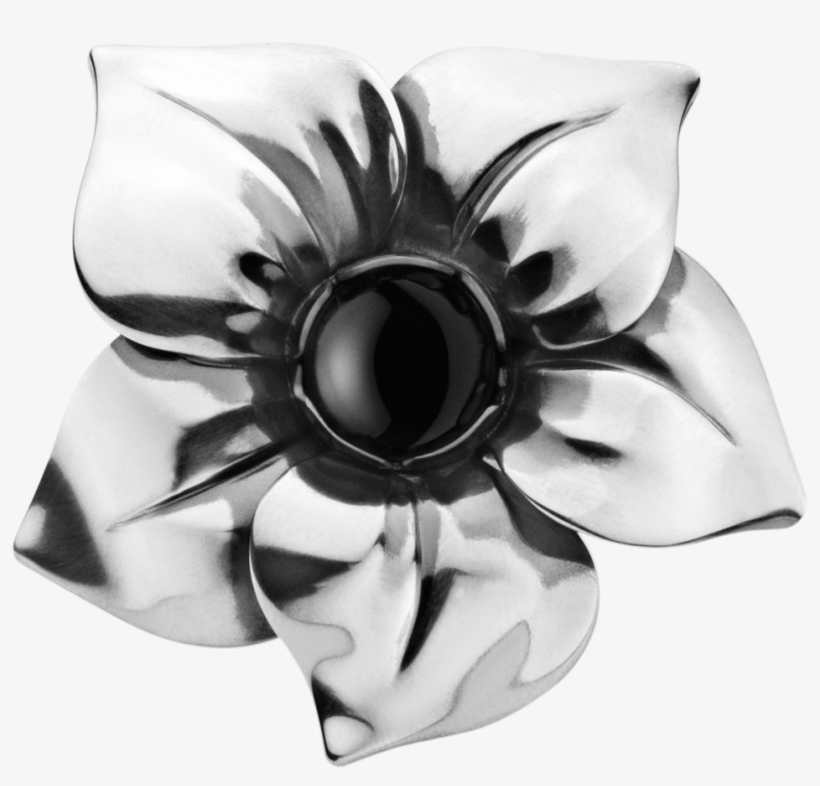 Black Flower Png - Flower Ring - Sterling Silver With Black Onyx 58 -, transparent png