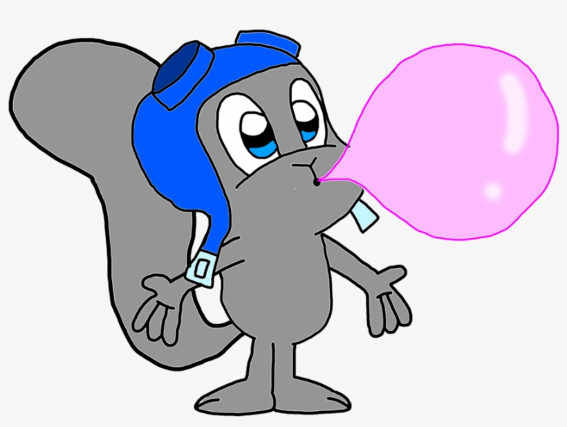 Rocky Blows A Bubble Gum By Kalebdouglass2 - Rocky Squirrel Bubblegum, transparent png