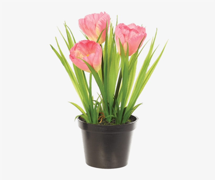 Tulip Bush In Planter, Pink - Artificial Flower, transparent png