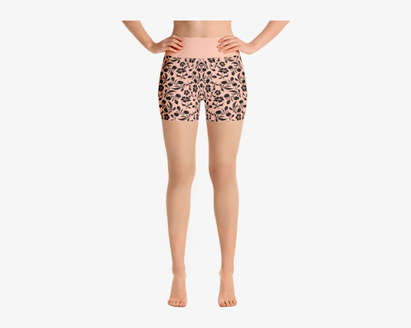 Black Flowers Yoga Short Pants With A Small Inner Pocket - Seattle Flying Seahawks Camo/ Camouflage Leggings/, transparent png