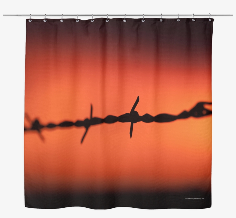 Barbed Wire Sunset Shower Curtain - Barbed Wire, transparent png