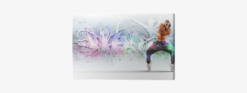 Young Man Dancing Hip Hop With Color Lines Canvas Print - Hip Hop Dance Cover Photos For Facebook, transparent png