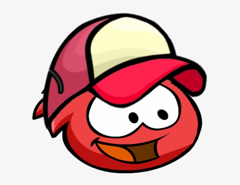 Red Puffle With Baseball Cap, transparent png