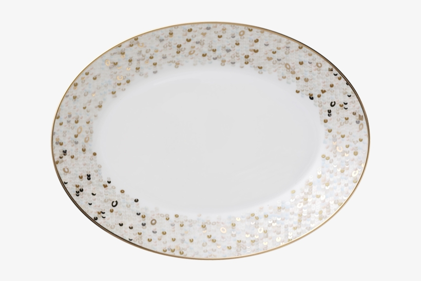Spangles White Oval Platter 10 1/4" - Nikko Spangles Shimmering Bone China Platter, Taupe/blue/gold, transparent png