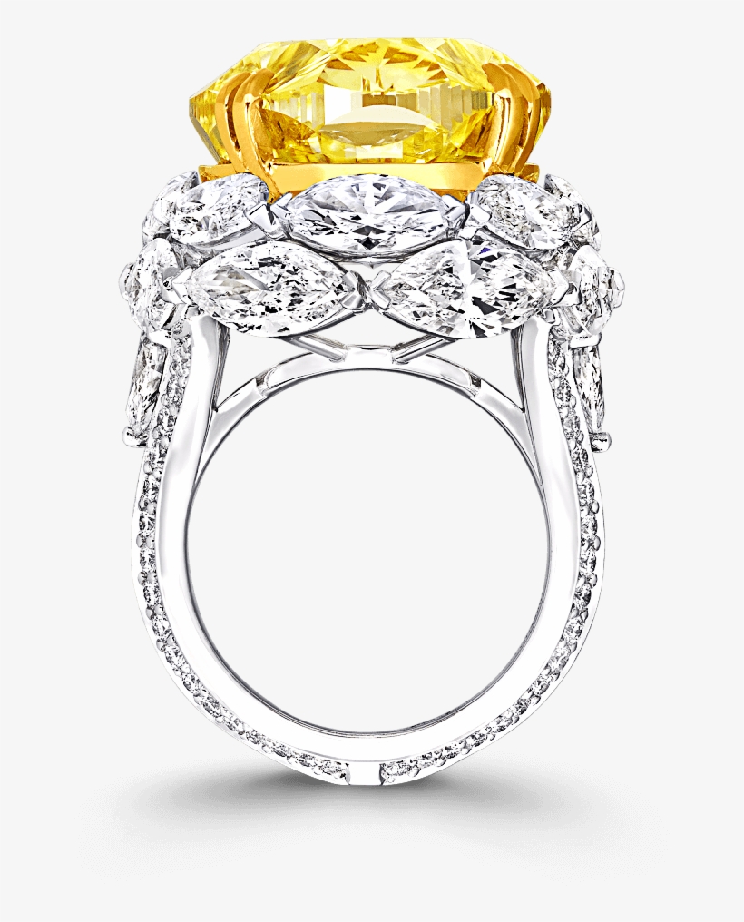A Graff Yellow And White Diamond Ring Featuring A Fancy - Engagement Ring, transparent png