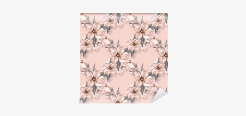 Watercolor Background With Delicate Flowers Wall Mural - Watercolor Painting, transparent png