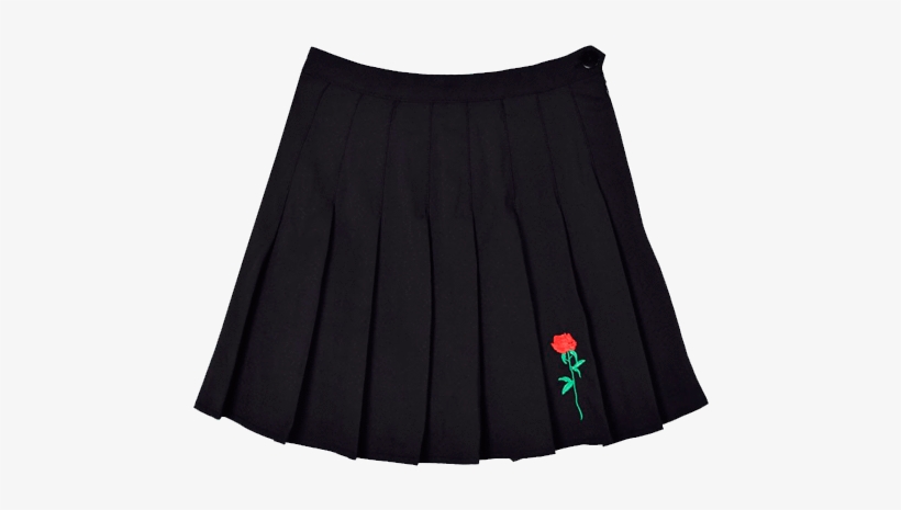 Itgirl Shop Rose Embroidery Aesthetic Pleated Black - Goth Aesthetic Clothes Png, transparent png