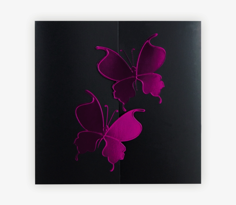 Unique Wedding Invitation Two - Fuchsia Butterflies, transparent png