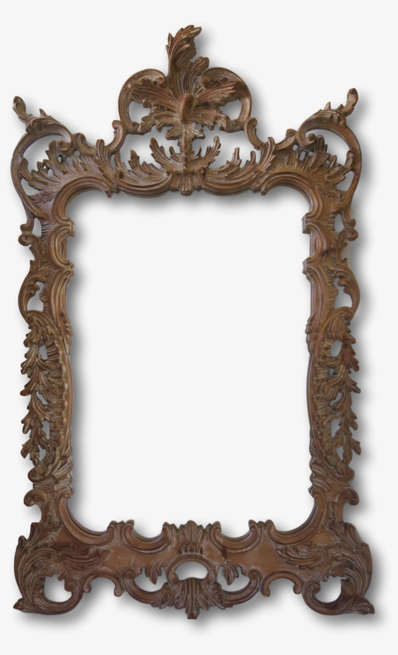 Italian Rococo Style Hand Carved Wood Mirror-mid Century, transparent png