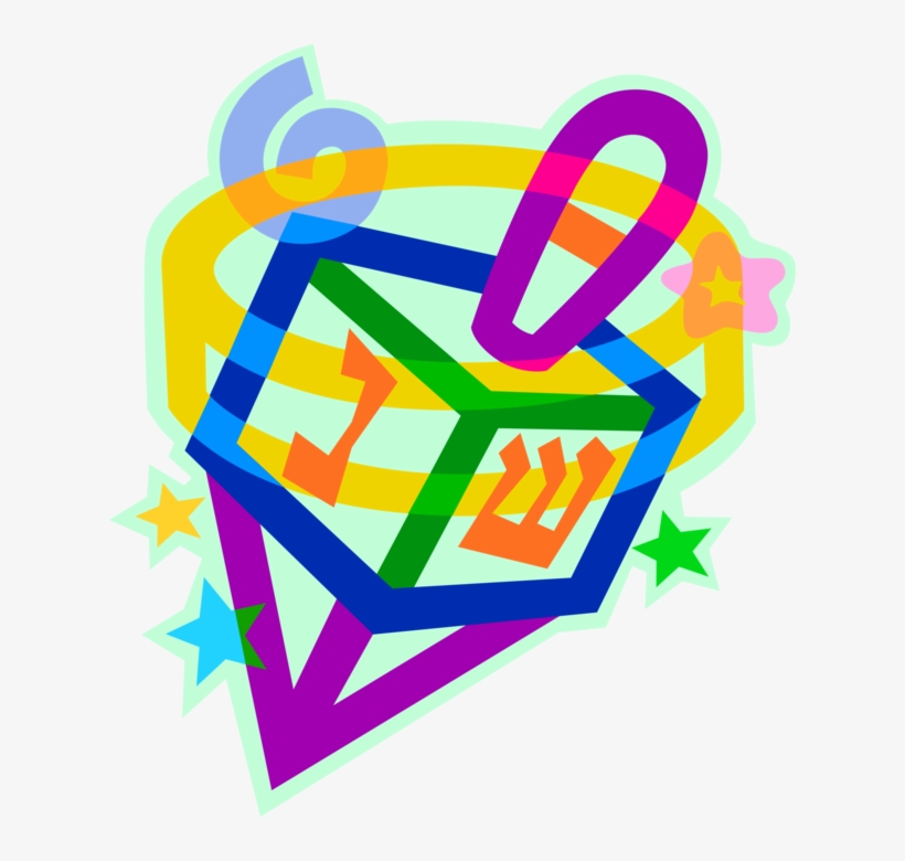 Vector Illustration Of Jewish Holiday Of Chanukah Hanukkah - Dreidels Clip Art, transparent png