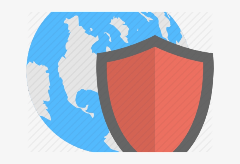 Security Shield Clipart Internet Security - Black And White Pictures Of World, transparent png