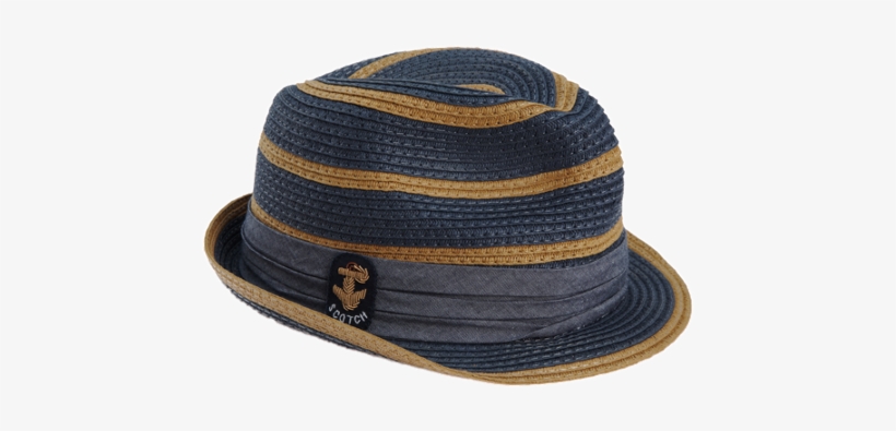 Scotch Shrunk Striped Straw Fedora Fashion For - Fedora, transparent png
