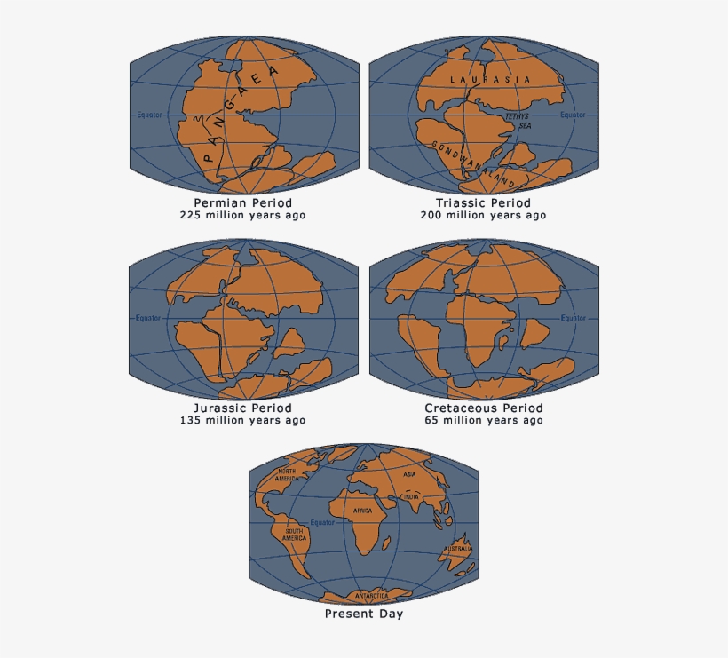 This Is When Pangaea Began To Break Apart And The Continents - Pangea 250 Years Ago, transparent png
