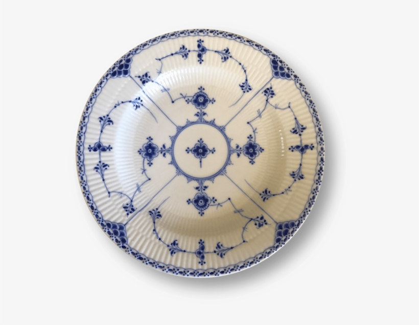 Blue Fluted Half Lace - Musselmalet Halvblonde Tallerken, transparent png