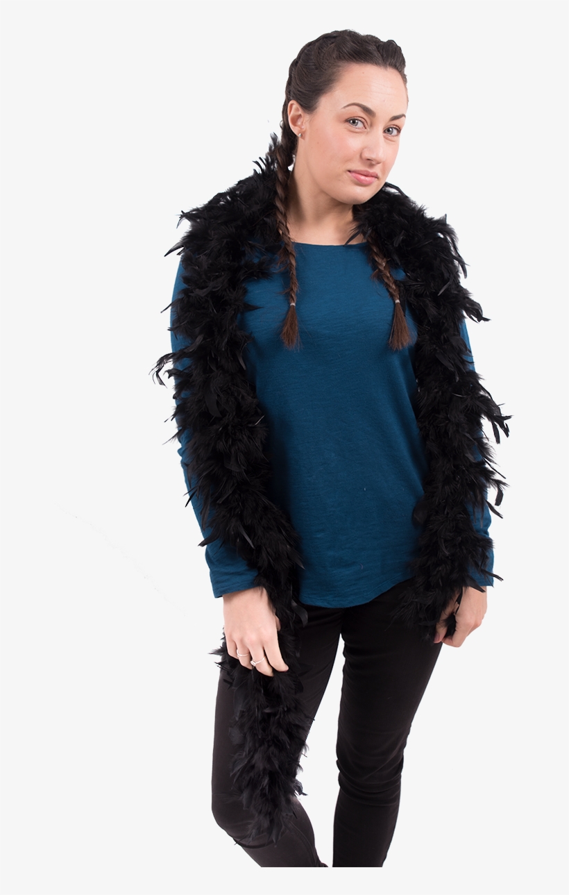 Black Feather Boa - Girl, transparent png