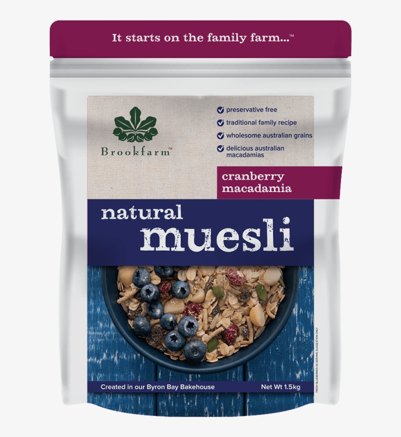 Brookfarm Natural Muesli Cranberry Macadamia - Brookfarm Muesli, transparent png