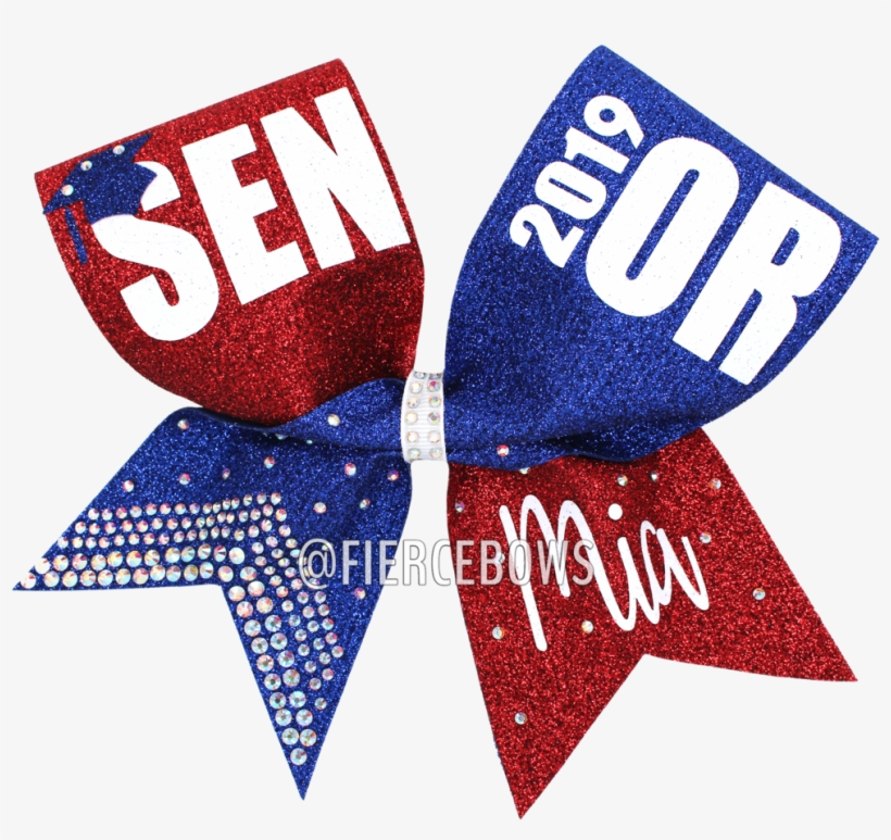 Senior Three Color Glitter And Rhinestone Bow - Label, transparent png