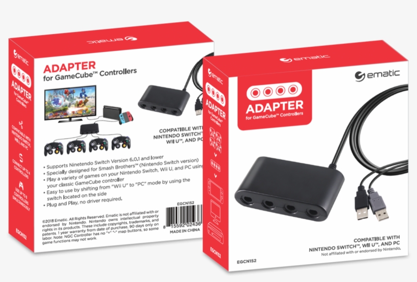 Ematic Nintendo Switch, Game Cube Controller Adapter, - Electronics, transparent png