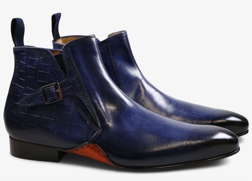 Ankle Boots Ethan 16 Big Croco Mid Blue Elastic Navy - Leather, transparent png