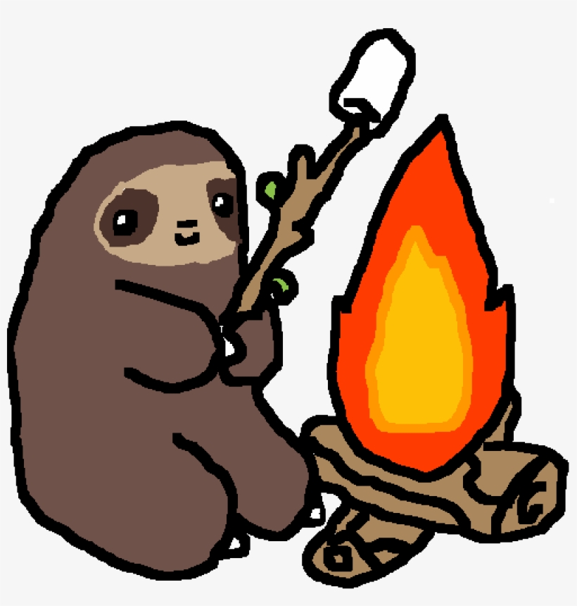 Sloth Sitting At A Campfire - Campfire Sloth, transparent png
