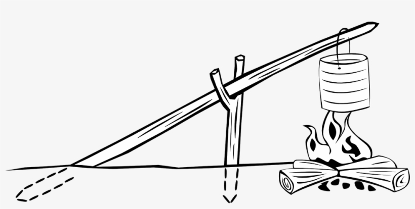 Cookout Clipart Campfire - Outdoor Cooking Clipart Black And White, transparent png