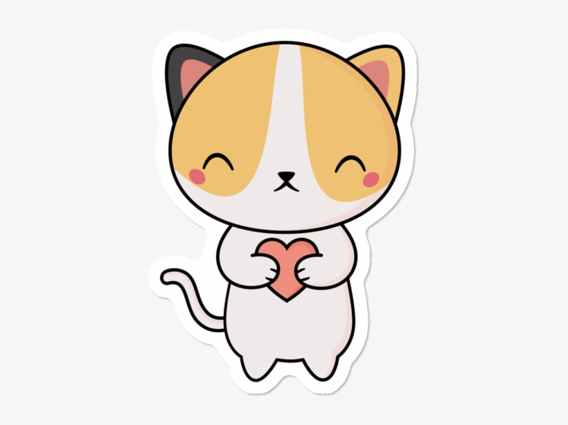Kawaii Cute Cat With A Heart - Cuteness, transparent png