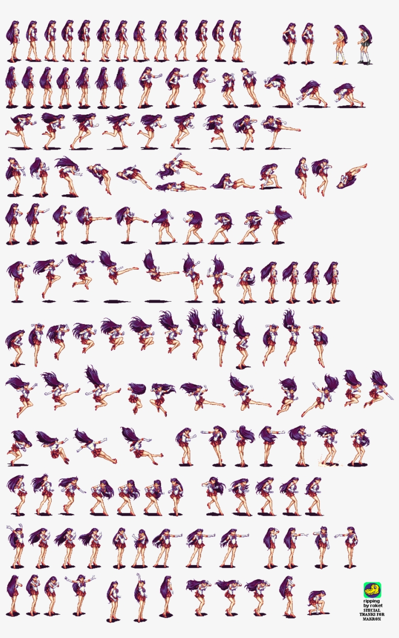 Click For Full Sized Image Sailor Mars - Sailor Moon Sprite Sheet, transparent png