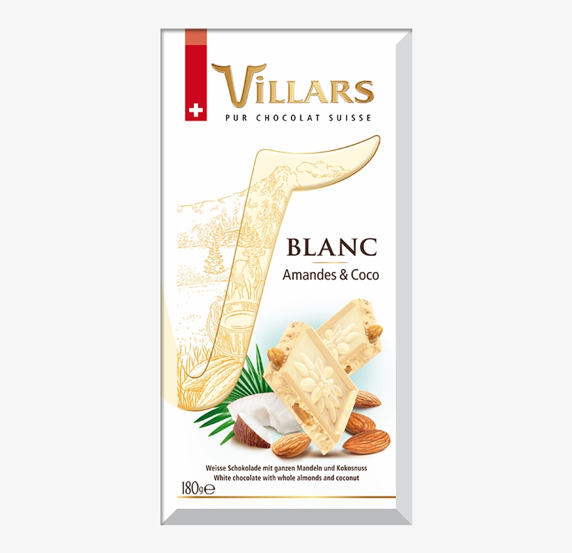 Villars Swiss White Chocolate With Almonds & Coconut - Шоколад Белый Villars С Миндалем И Кокосом, transparent png